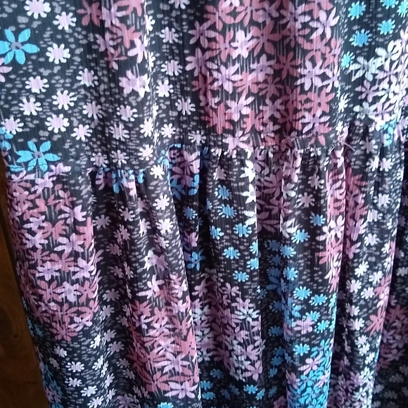 Mauve Boho Black Floral Tiered Skirt - Picture 3 of 4